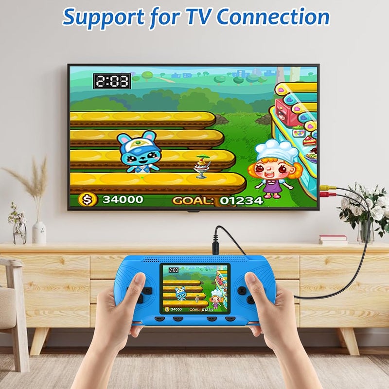 GAMPLAE Handheld Game for Kids - Preloaded 258 Retro Video Games & 3 Cartridges, 3.0" HD LCD Screen, Portable Gaming Player with Rechargeable Battery, Birthday Xmas Gift for Boys Girls 4-12, Blue - Image 3